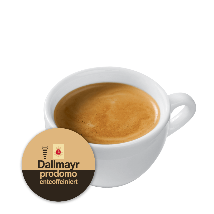 Dallmayr Prodomo Entcoffeiniert Tasse und Kaffekapsel - NESCAFÉ® Dolce Gusto®